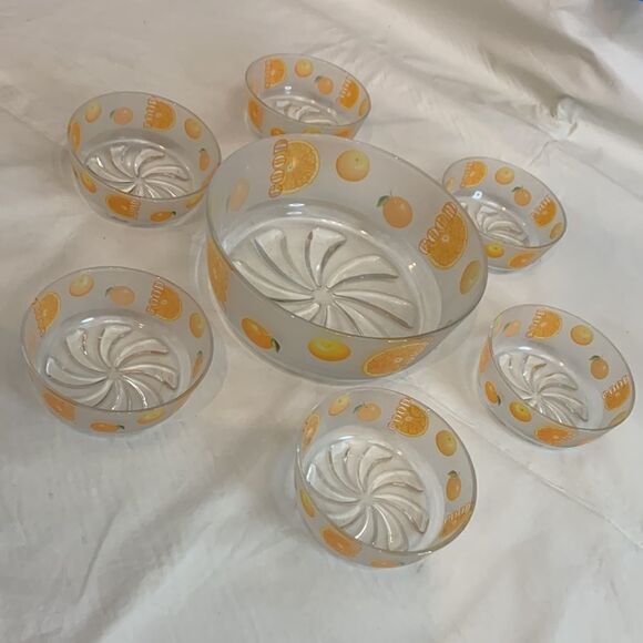 Good Orange Citrus 7 Piece Large 7 Cup Or 66 Oz 6 10 Oz Single Serving Dish Bowl - Picture 2 of 7